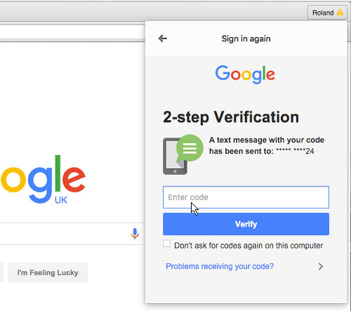 google 2 factor authentication for mac